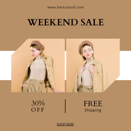 Sale Announcement with Attractive Woman Instagram Design Template