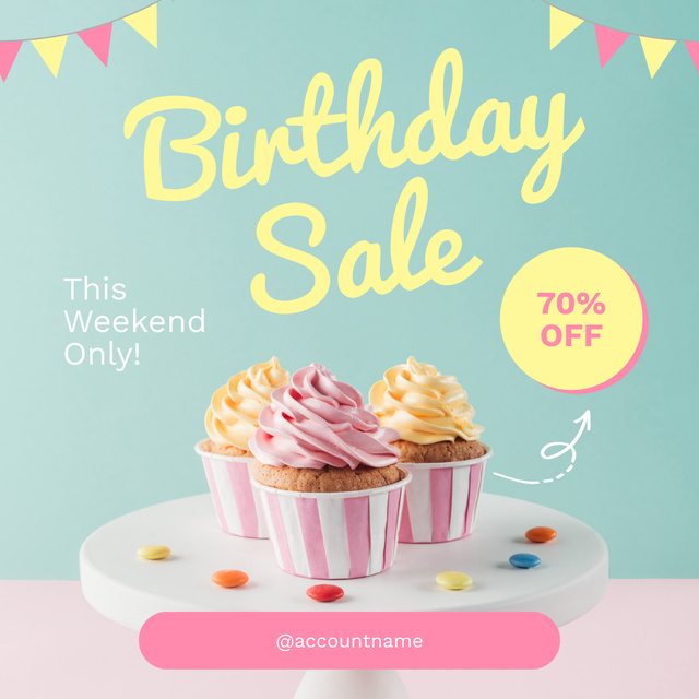 Birthday Cupcakes Discount Offer Instagram Design Template