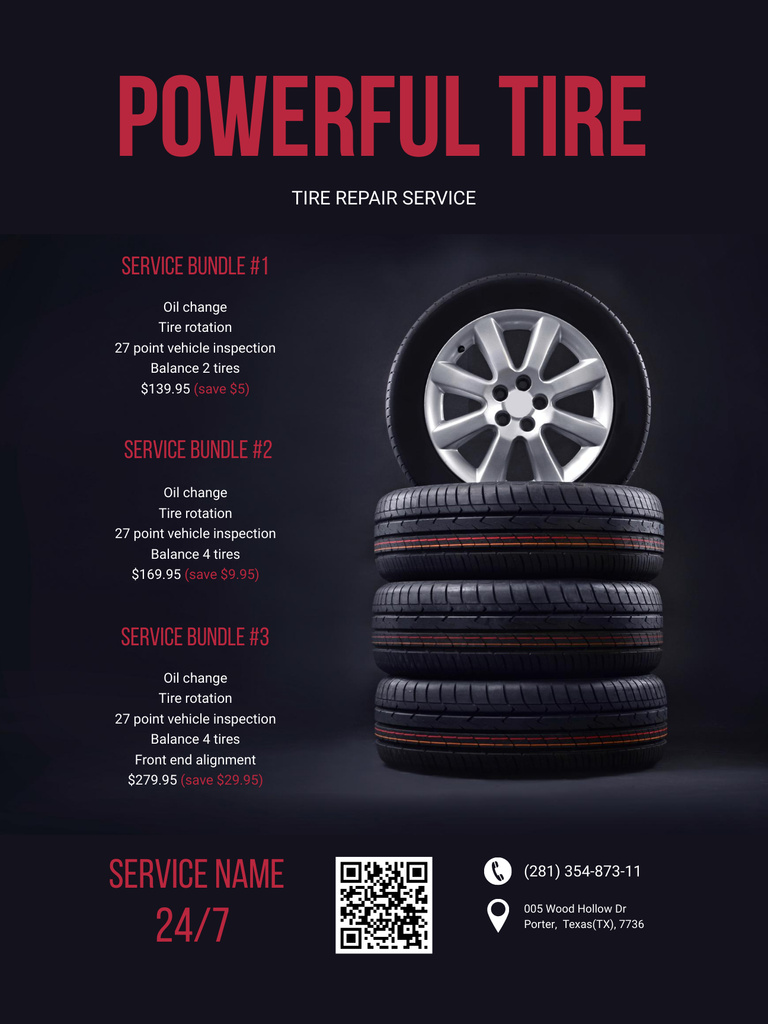 Offer of Tires for Cars Poster US Tasarım Şablonu