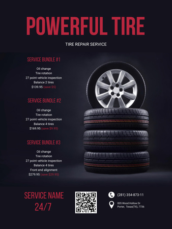 Plantilla de diseño de Oferta de Neumáticos para Automóviles Poster US 