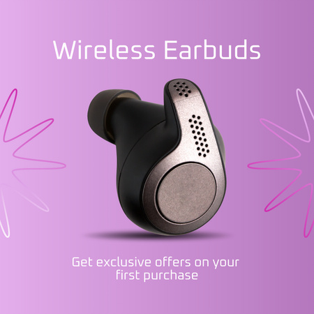 Plantilla de diseño de Oferta exclusiva para comprar auriculares inalámbricos Instagram AD 