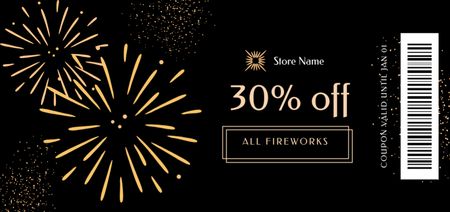 New Year Holiday Discount Offer on Fireworks Coupon Din Large Design Template