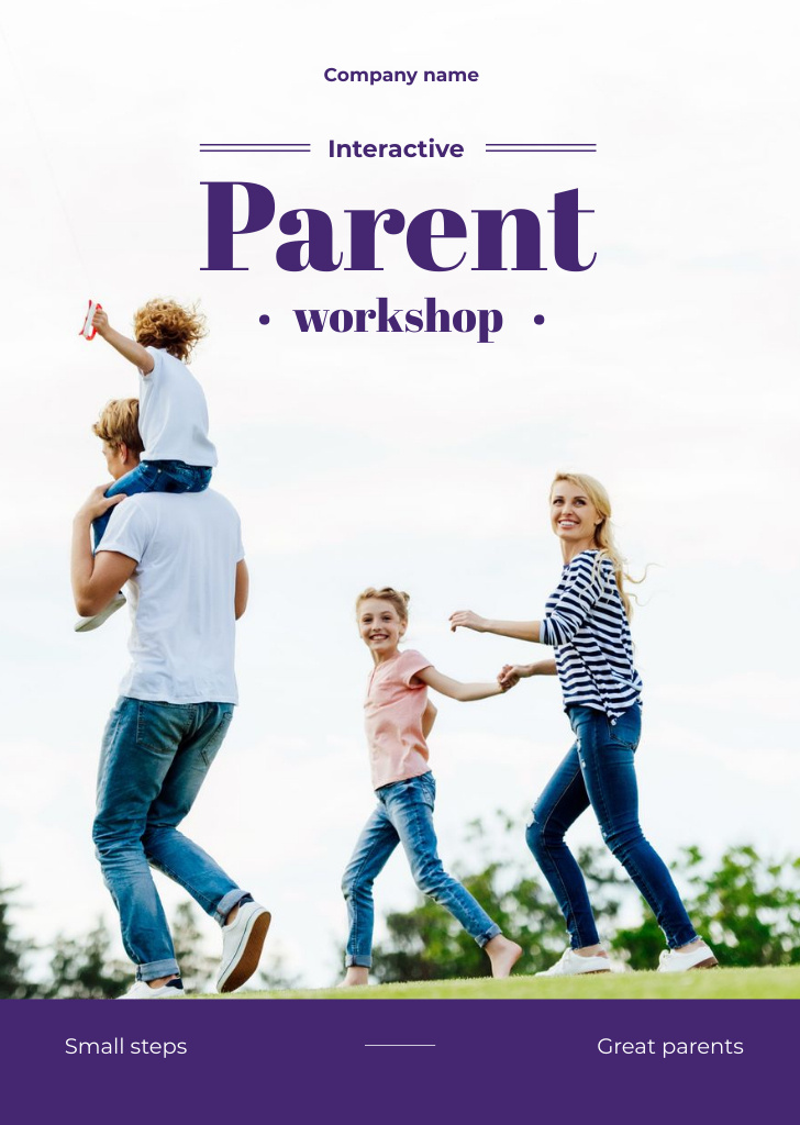 Parents with Kids having Fun Outdoors Flyer A6デザインテンプレート