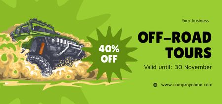 Off-Road Tours Offer with Discount Coupon Din Large Design Template