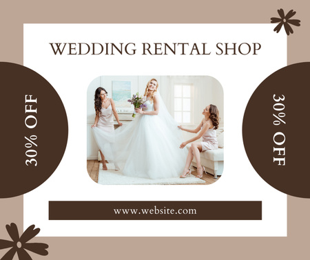 Ontwerpsjabloon van Facebook van Wedding Dress Rental Shop Offer