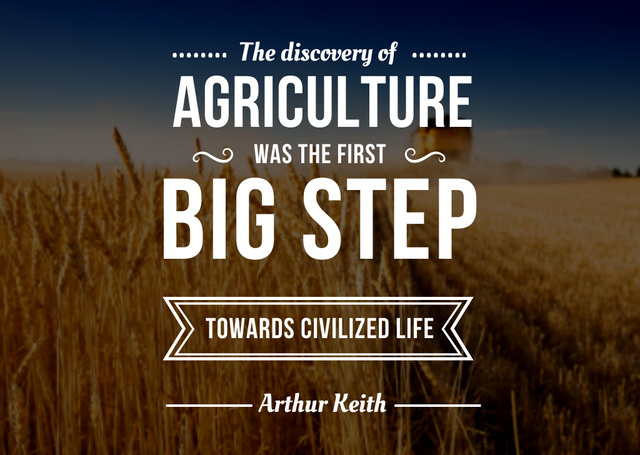 Agricultural quote with field of wheat Card Design Template