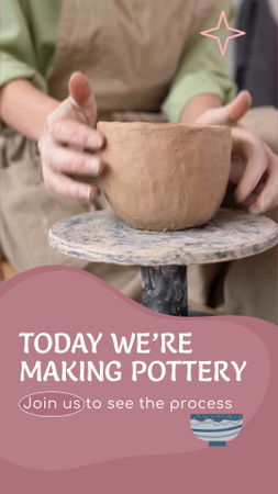 Ontwerpsjabloon van TikTok Video van Lokaal aardewerk toont het proces van het maken van potten