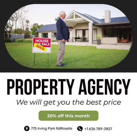 Platilla de diseño Qualified Property Agency Service With Discount Animated Post