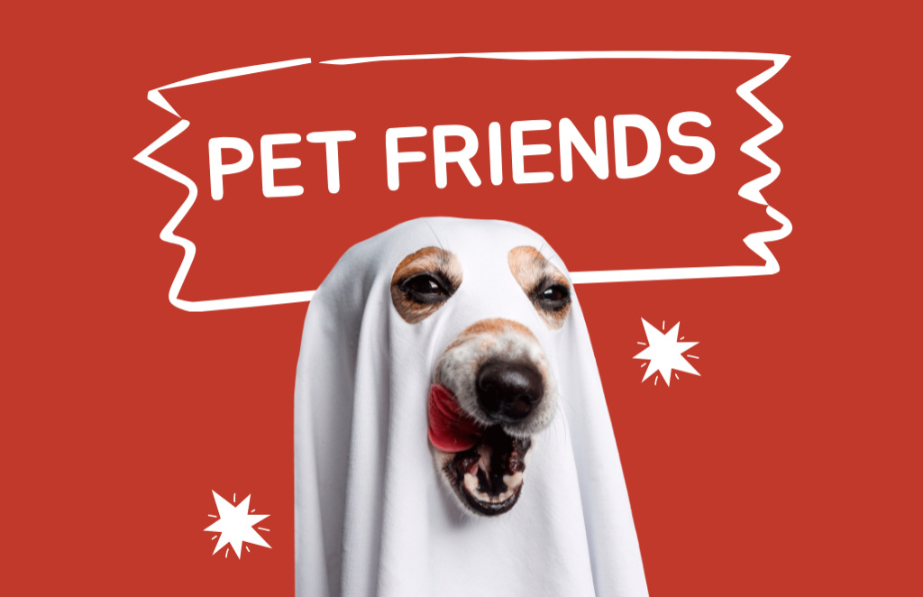 Plantilla de diseño de Pet Services Ad with Funny Dog on Red Business Card 85x55mm 