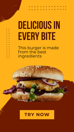 Designvorlage Enjoy Every Bite of Delicious Burger für Instagram Story