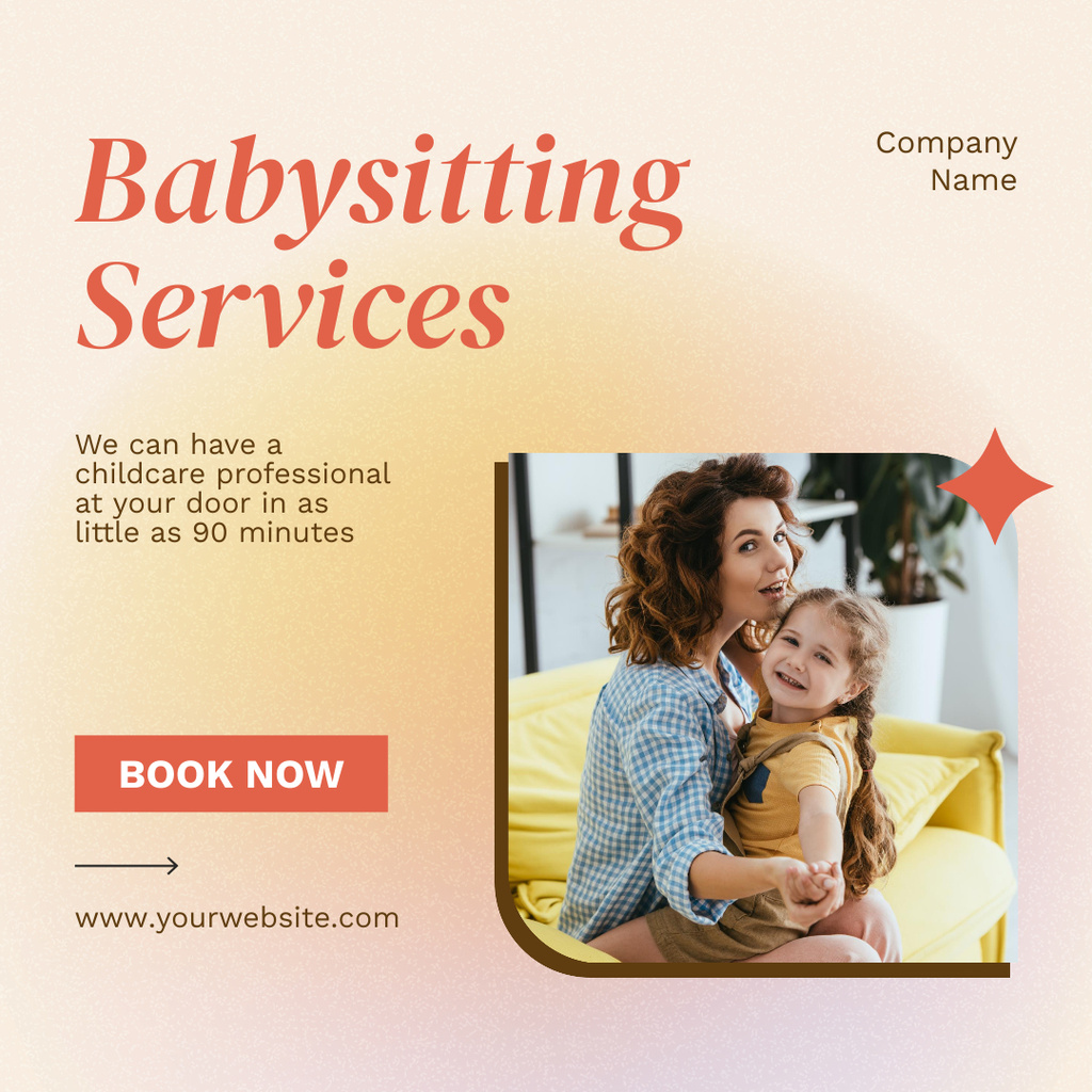 Babysitting Service Offer on Beige Instagram Design Template