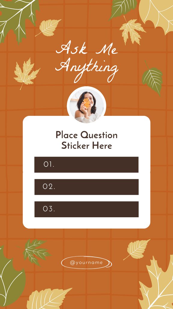 Plantilla de diseño de Ask Me Anything Form With Autumnal Leaves Of Maple Instagram Story 