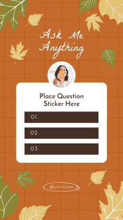 Ask Me Anything Form With Autumnal Leaves Of Maple Instagram Story Design Template