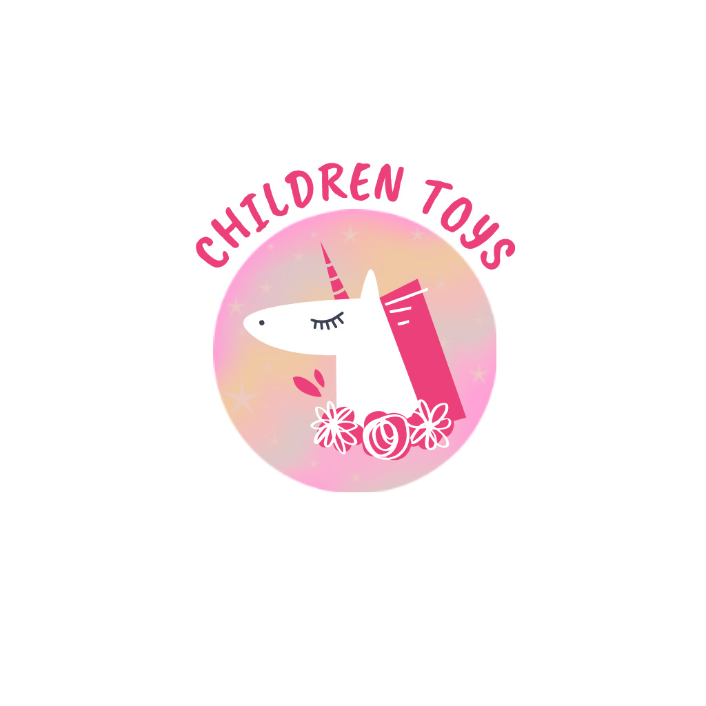Toys Shop Emblem with Unicorn Logo Tasarım Şablonu