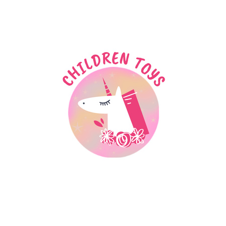 Plantilla de diseño de Emblema de tienda de juguetes con unicornio Logo 