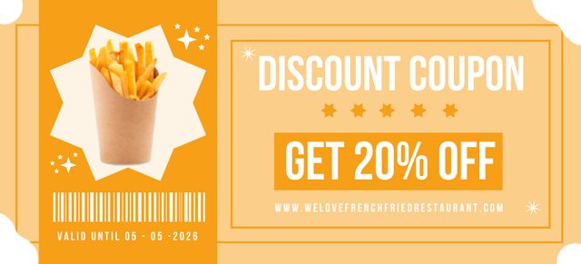 French Fries Discount Coupon 3.75x8.25in Modelo de Design