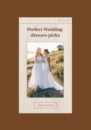 Esküvői ruhahirdetés gyönyörű menyasszonyokkal Poster 28x40in tervezősablon