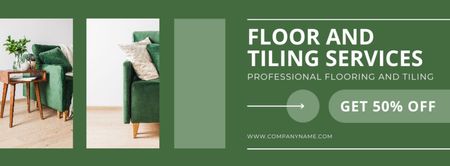 Floor & Tiling Services Ad with Stylish Interior Facebook cover Design Template