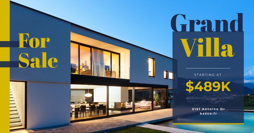 Real Estate Offer with Grand Villa Facebook AD tervezősablon