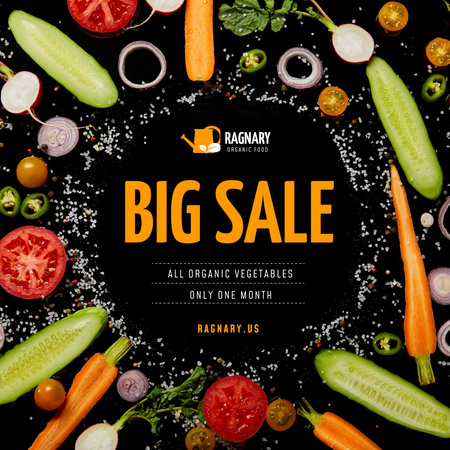 Designvorlage Lebensmittelgeschäft Verkauf gesunder Gemüserahmen für Instagram
