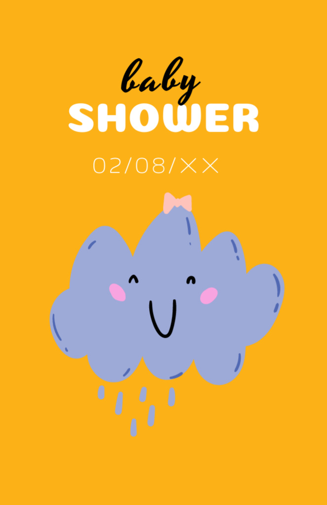 Baby Shower With Cute Smiling Cloud Illustration Invitation 5.5x8.5in Šablona návrhu