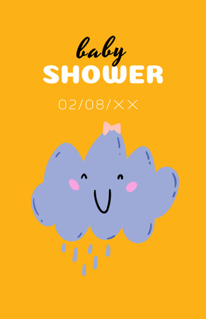 Designvorlage Baby Shower With Cute Smiling Cloud Illustration für Invitation 5.5x8.5in