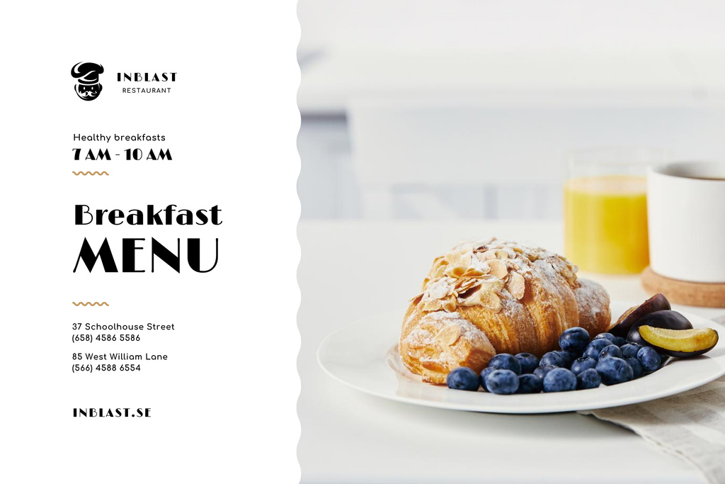Promo of Delicious Breakfast Menu Poster 24x36in Horizontal Design Template