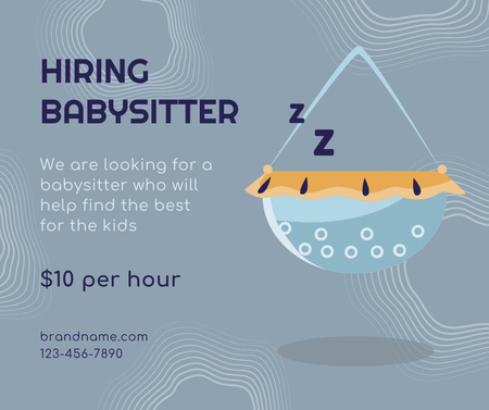 Babysitter Hiring Offer with Cradle Facebook Design Template