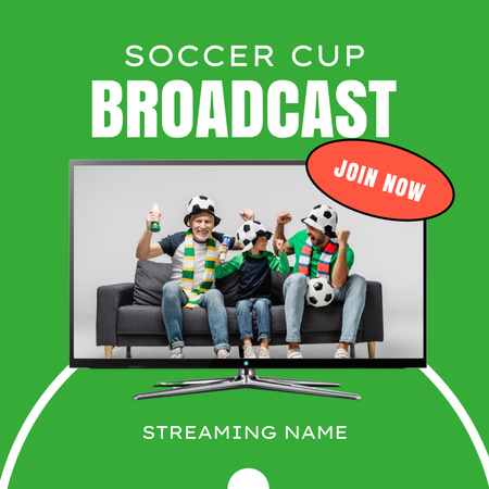 Plantilla de diseño de Anuncio de transmisión de la Copa de fútbol Instagram 