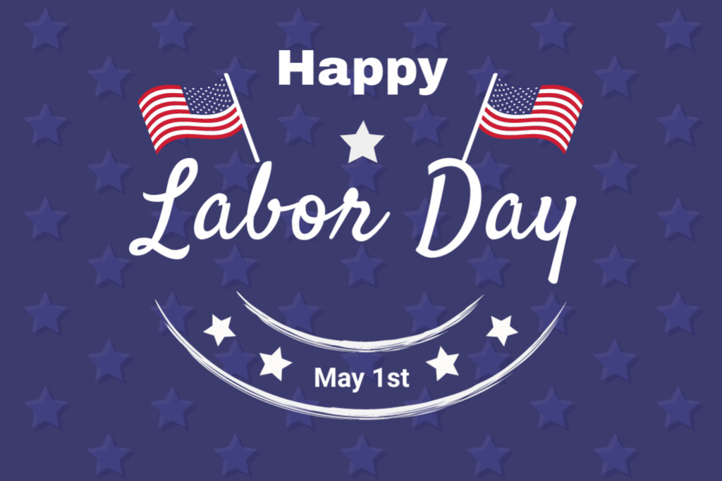 Platilla de diseño Happy Labor Day Patriotic Greeting Postcard 4x6in