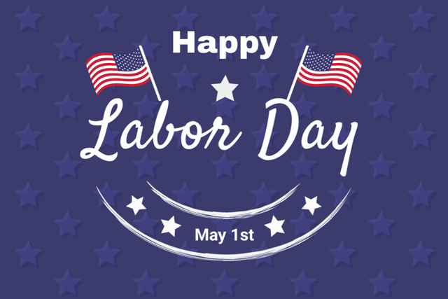Happy Labor Day Patriotic Greeting Postcard 4x6in Design Template