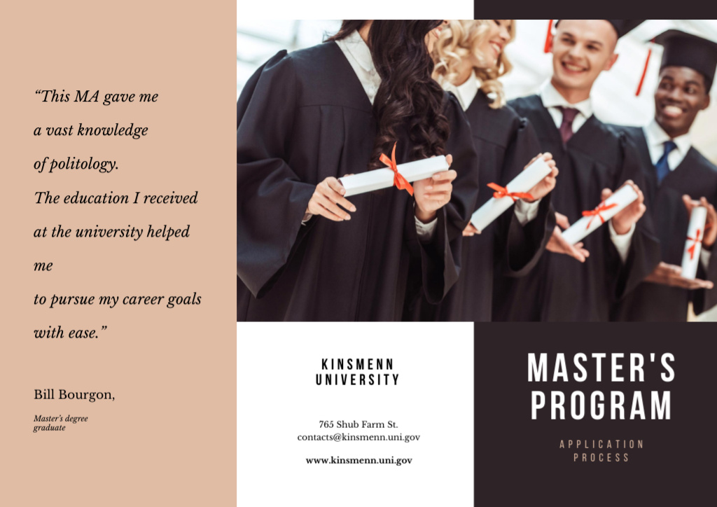 Ontwerpsjabloon van Brochure van University Program Offer with Cheerful Graduate Students