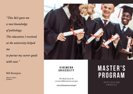 Designvorlage University Program Offer with Cheerful Graduate Students für Brochure