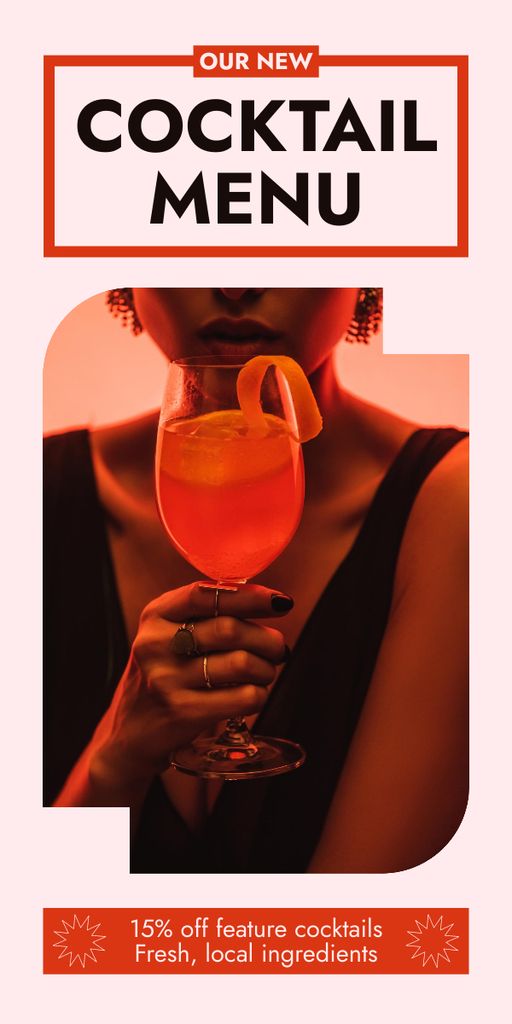 Offer Discounts on All Types of Cocktails at Bar Graphic Šablona návrhu