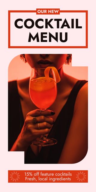 Offer Discounts on All Types of Cocktails at Bar Graphic Design Template