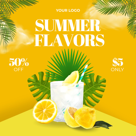 Ontwerpsjabloon van Instagram van Drankjes met zomerse smaken