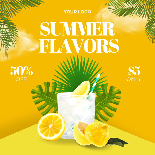 Summer Flavors Drinks Instagramデザインテンプレート