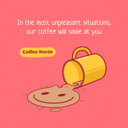 Designvorlage Funny Illustration of Coffee Blot with Emoji Face für Instagram