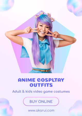 Designvorlage Girl in Anime Cosplay Outfit für Poster A3