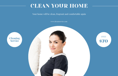 Maid with Dust Brush Flyer 5.5x8.5in Horizontal Design Template