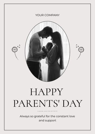 Parents' Day Greeting for Family with Newborn Poster A3 Design Template