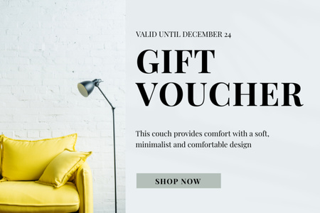 Modern Furniture Voucher on Grey Gift Certificate Design Template