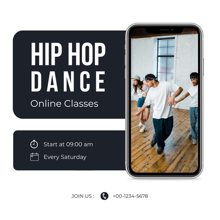 Online hip-hop táncórák Instagram tervezősablon