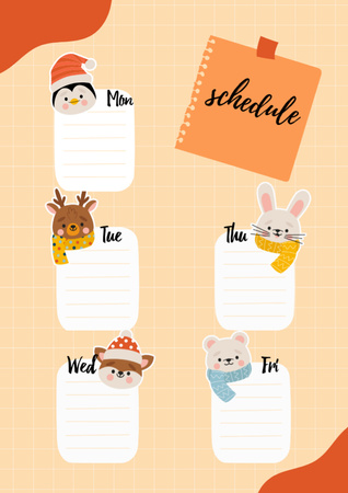 Weekly Planner with Cartoon Animals Schedule Planner – шаблон для дизайну