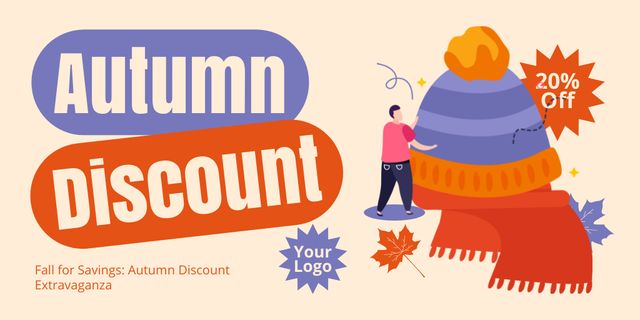 Cute Advertising on Autumn Collection Twitterデザインテンプレート