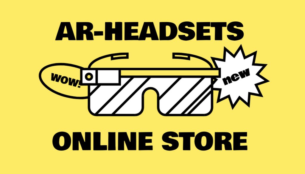 Online Shop Headset for Augmented Reality Business Card USデザインテンプレート