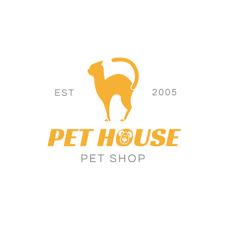 Pet Shop Ad with Cute Cat Logo Design Template