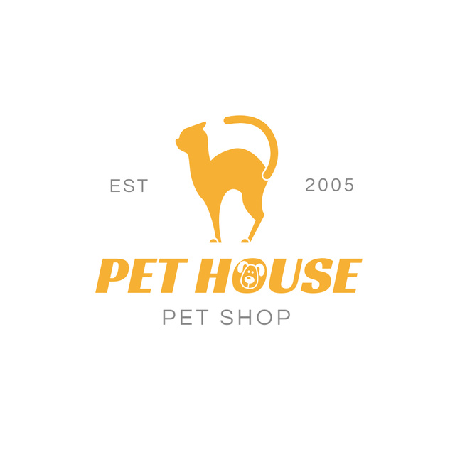 Pet House Shop Emblem Logo Tasarım Şablonu