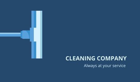 Cleaning Company Services Offer with Mop Illustration Business card Design Template