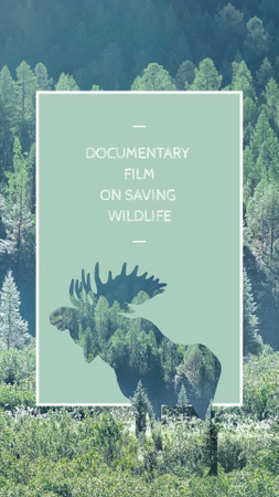 Elk's Silhouette on Forest Landscape Instagram Story Design Template